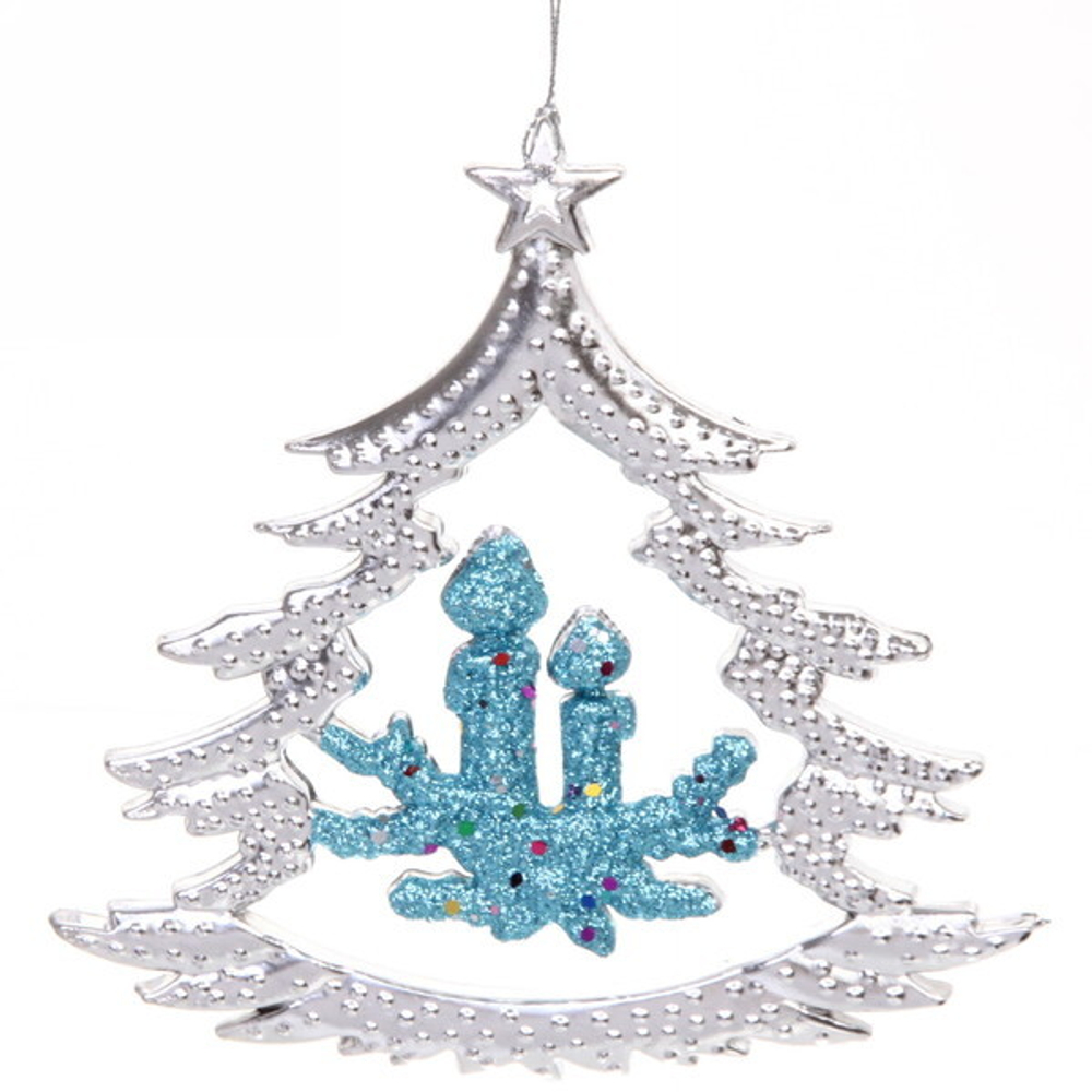 Украшение новогоднее «Ёлочка со свечами» 17*17 см, Серебро