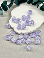 Стеклянные бусины лэмпворк 15 мм "Лавандовый крем" 2 штуки