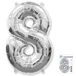 Шар (40"/102 см) Цифра "8" Серебро в упаковке / Eight