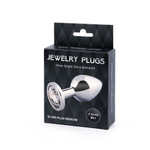 Анальная пробка SILVER PLUG MEDIUM с прозрачным кристаллом - 8,2 см.