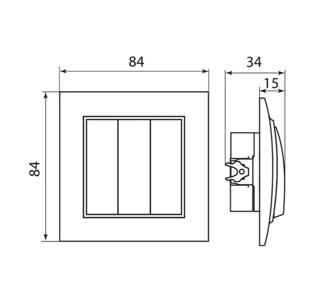МИНСК Выключатель в сборе с/у, 3 клавиши, б/инд. 10А, 230В, IP20, бежевый. ERV10-024-20, 221339
