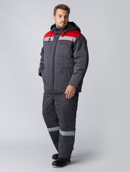 Куртка зимняя "Экспертный-Люкс NEW" (т.серый/красный)