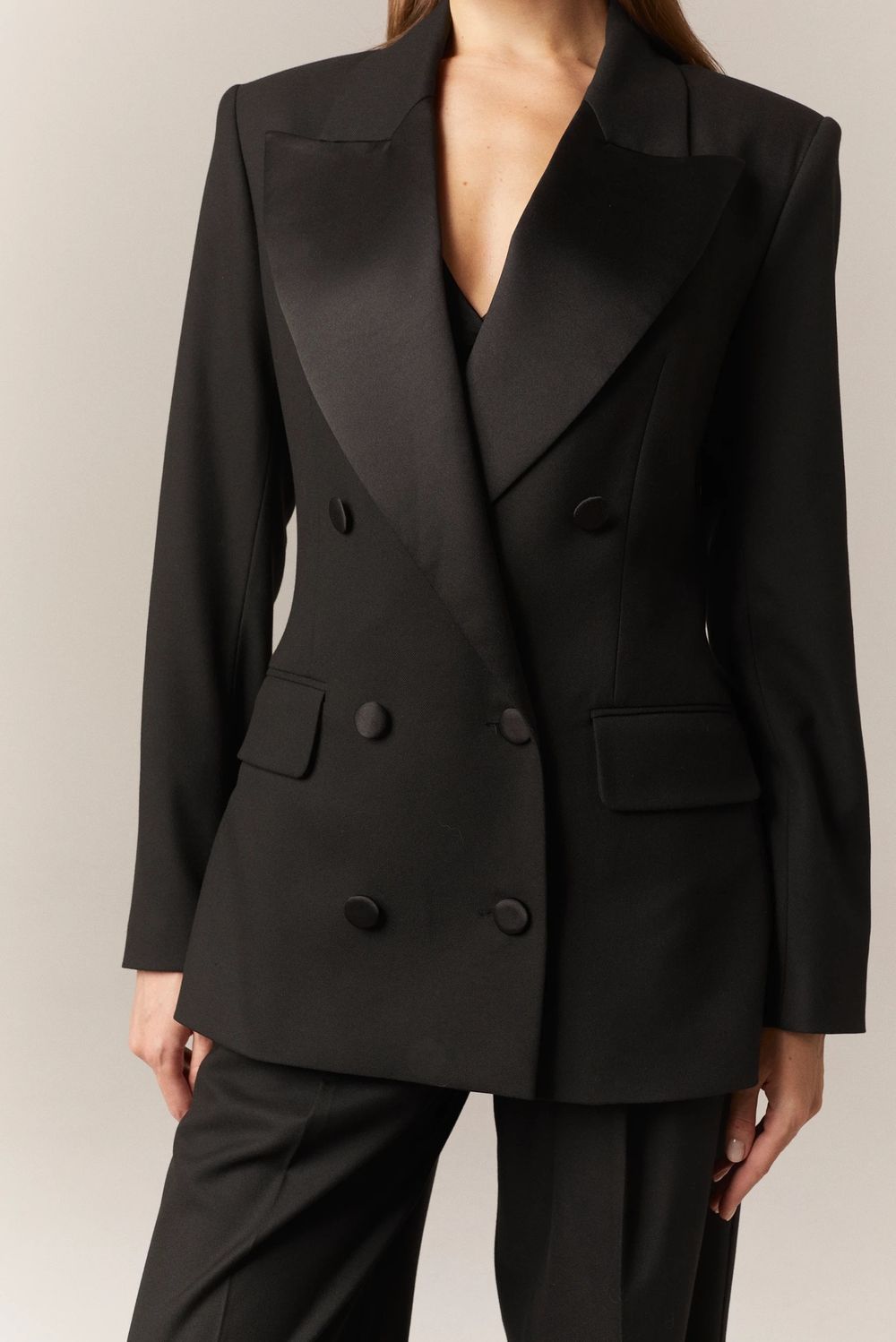 Пиджак смокинг двубортный черный