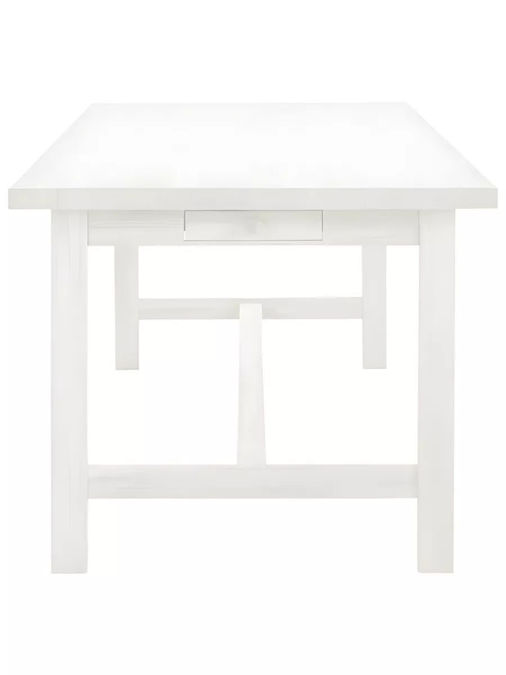 Дизайнерский обеденный стол 220х90х74 см Таула из массива дуба с 2 ящиками, белый