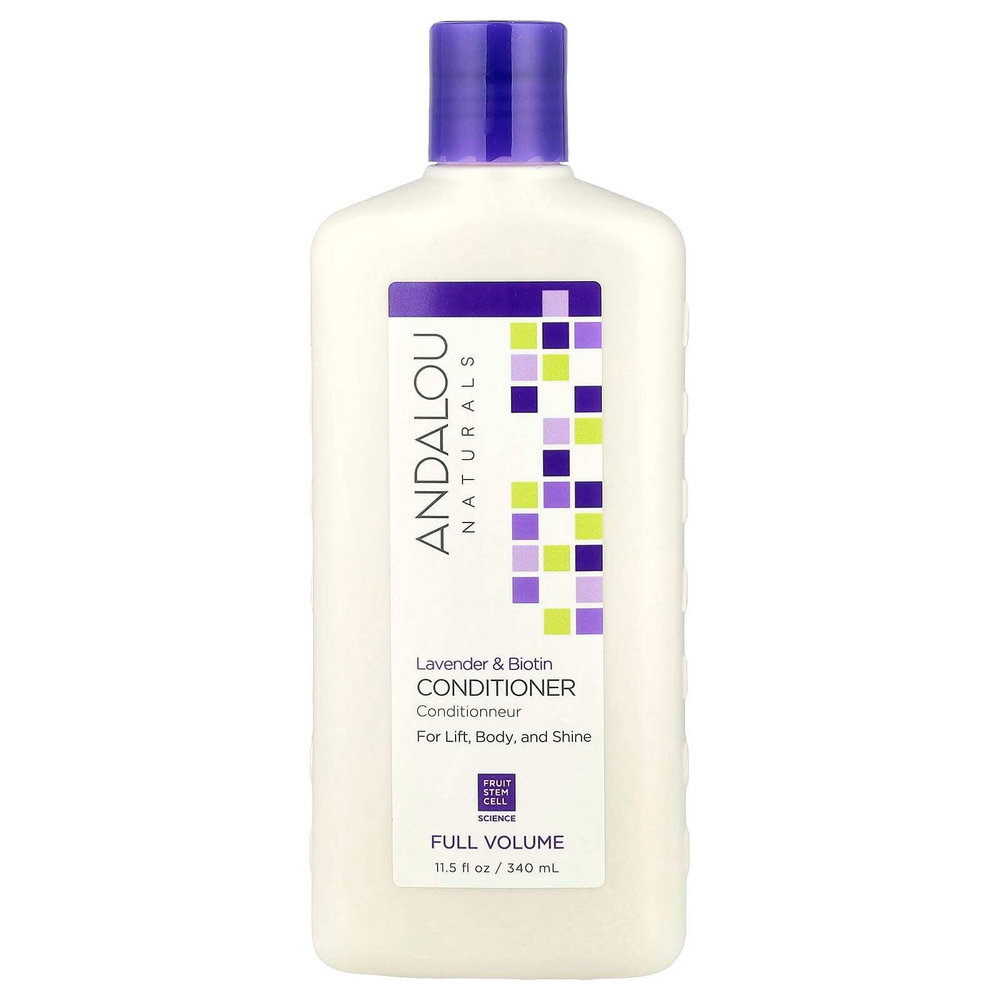 Andalou Naturals, Кондиционер, для объема, густоты, блеска, сияния волос, поднимает от корней, лаванда и биотин, 11,5 ж. унц. (340 мл)