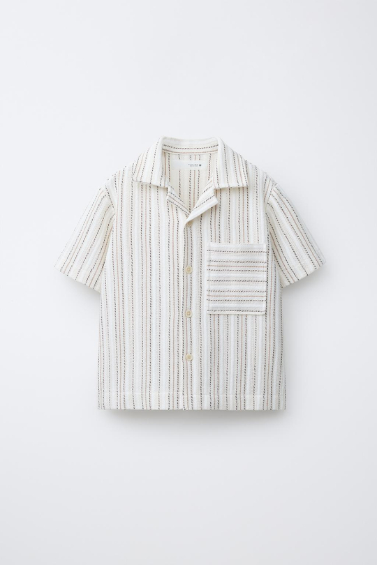 ZARA РУБАШКА В ПОЛОСКУ, ЭКРЮ