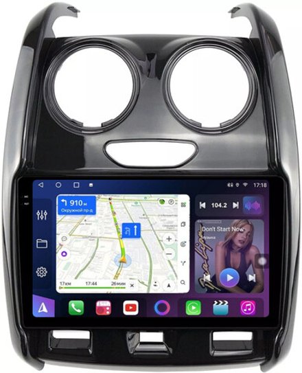 Магнитола для Renault Duster 1 2015-2020, Lada Largus 2021+ (без мультируля, рамка большая глянец) - FarCar 7088A монитор 9.5" 2K QLED на Android 13, TS10, CarPlay, 4G SIM-слот