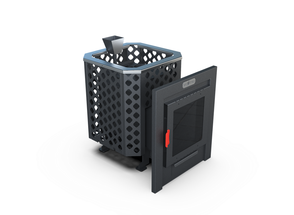 Банная печь Душа- 15 Сетка Перфорация Закрытая Каменка панорама