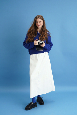 Юбка-трапеция из джинсы Айвори