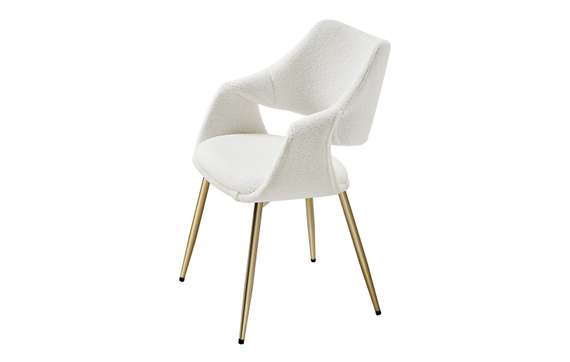 Стул Curv Soft с высокой спинкой, белый мех с золотыми ножками