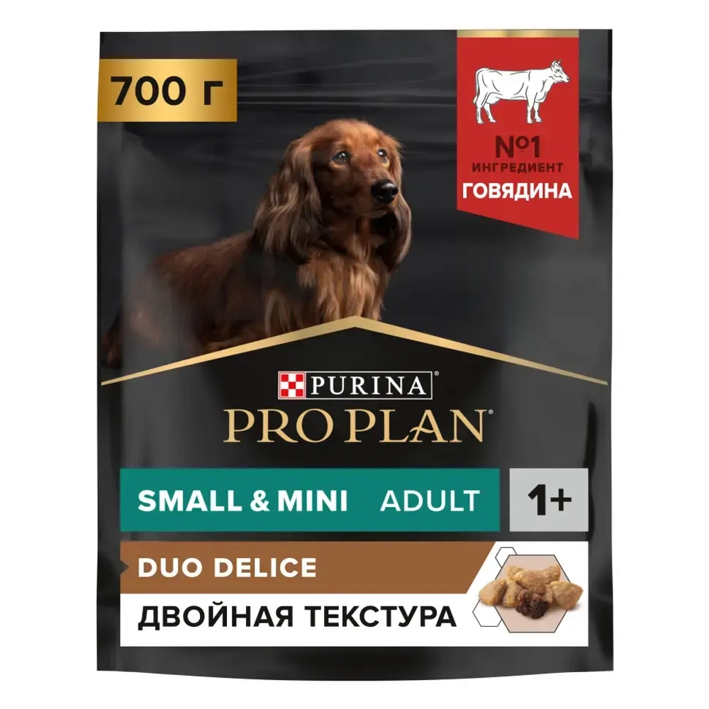 Pro plan duo delice small mini сухой корм для взрослых собак мелких и карликовых пород с говядиной - 700 г