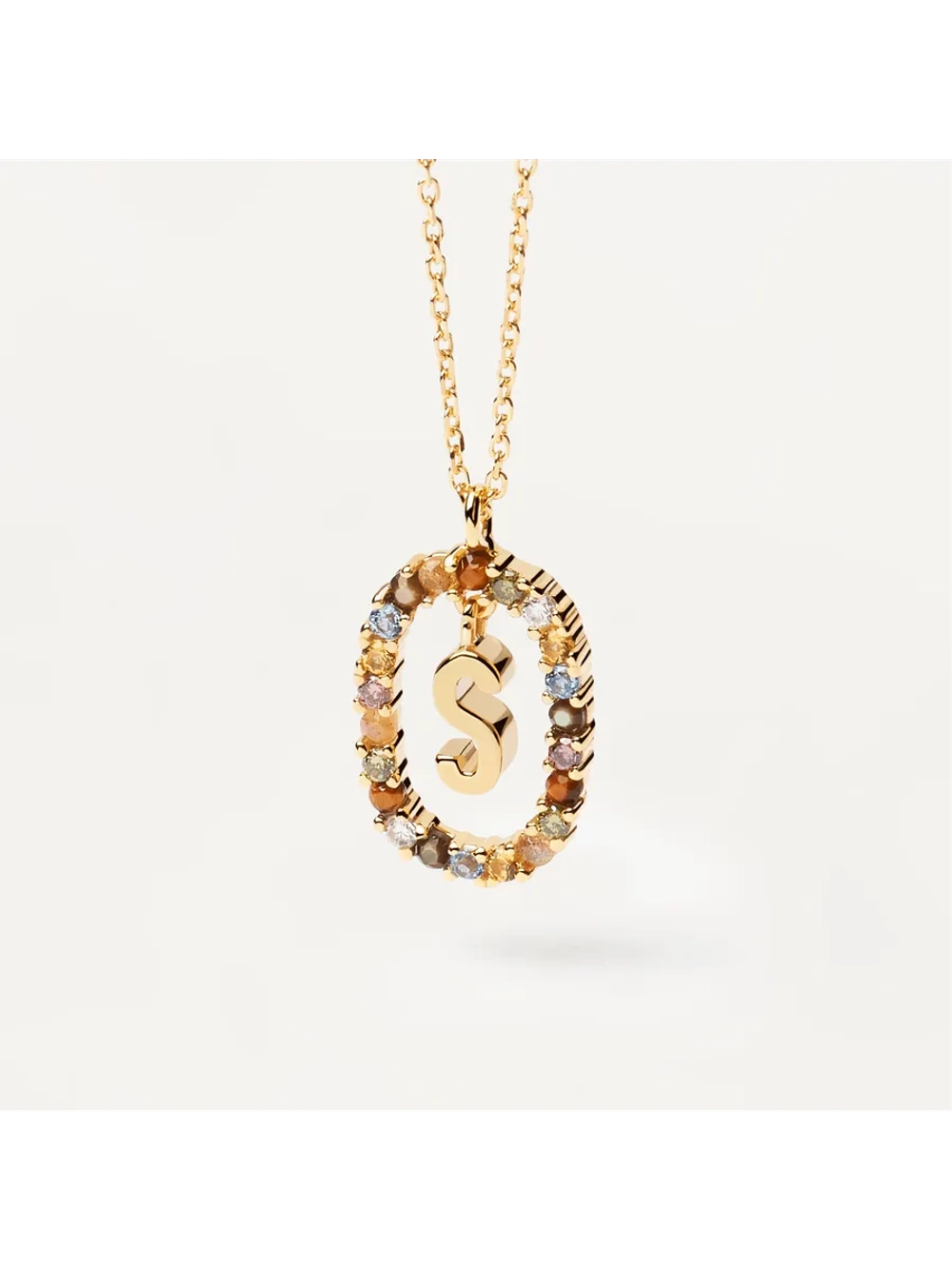 Колье Буква S серебро 925 пробы покрытое золотом