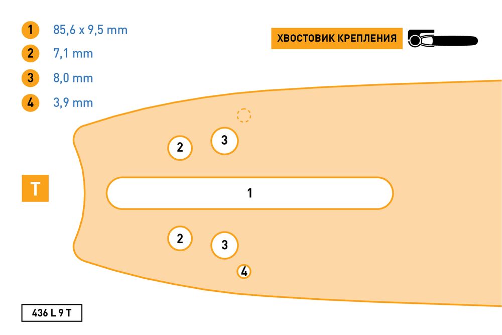 Rezer Profi 436 L 9 T Сварная многослойная направляющая шина для цепных пил