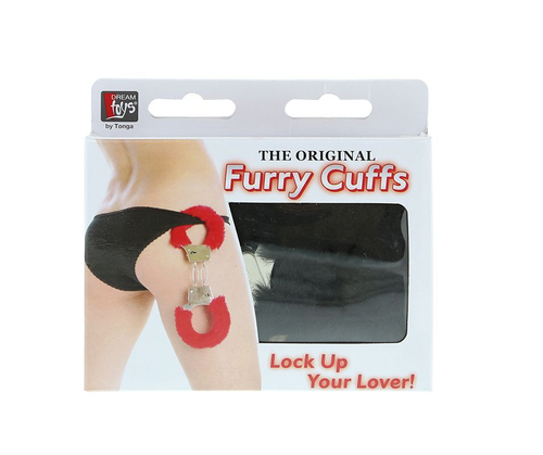 Наручники Dream Toys с чёрной меховой опушкой