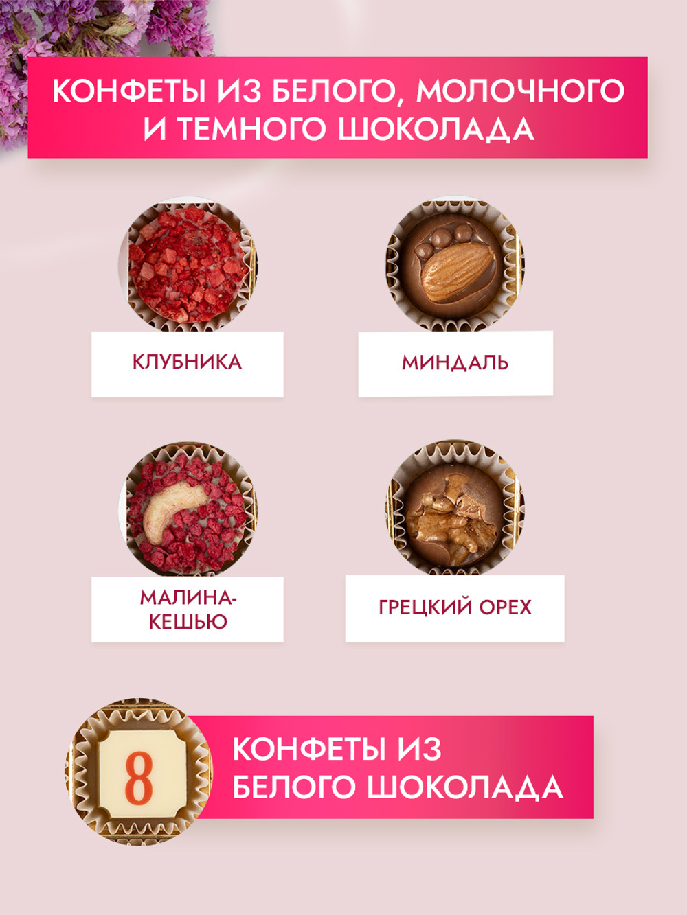 Конфеты шоколадные коробка набор подарочный "С 8 Марта"