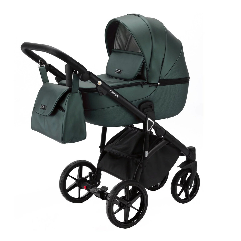 Детская коляска Adamex Bibione Deluxe 2 в 1 BI-SM15 (Т.ЗЕЛЕНАЯ ПЕРЛ. КОЖА)