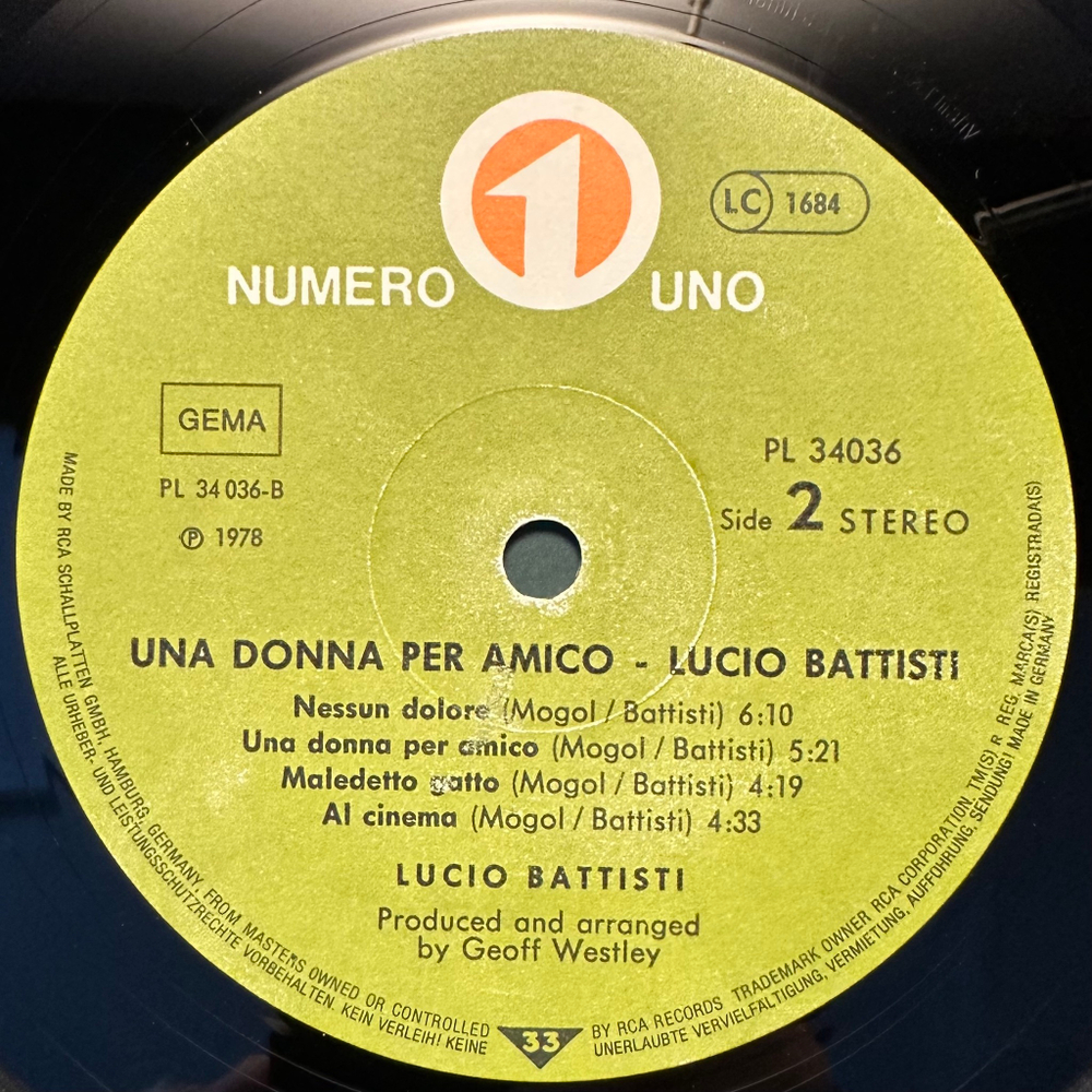Lucio Battisti - Una Donna Per Amico (Германия 1978г.)