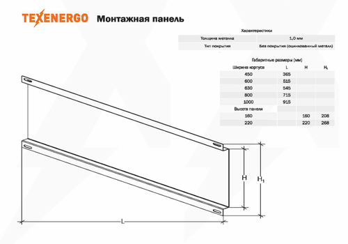 Панель монтажная к ВРУ 450 (Н=220) оц.