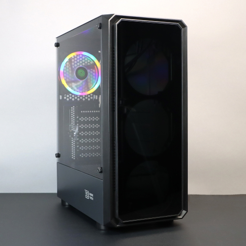 Корпус BaseTech eXtreme GFX-04, Без БП, ATX, чёрный, 1xRGB FAN, 2xUSB2, 1xUSB3, бок: закалённое стекло (BT-GFX-04-TG-1F-RGB)