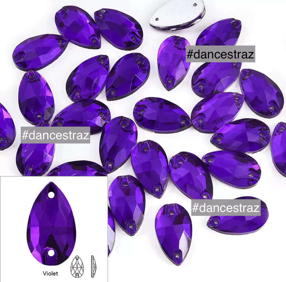 Стразы пришивные, Teardrop, Violet, A3-P67, 11*18mm, (28 ea/pkg), 3A (F2)