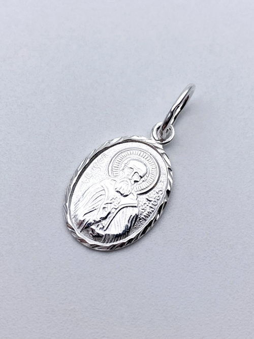 Образок из серебра/Без покрытия/С подвижным ухом/Сергий