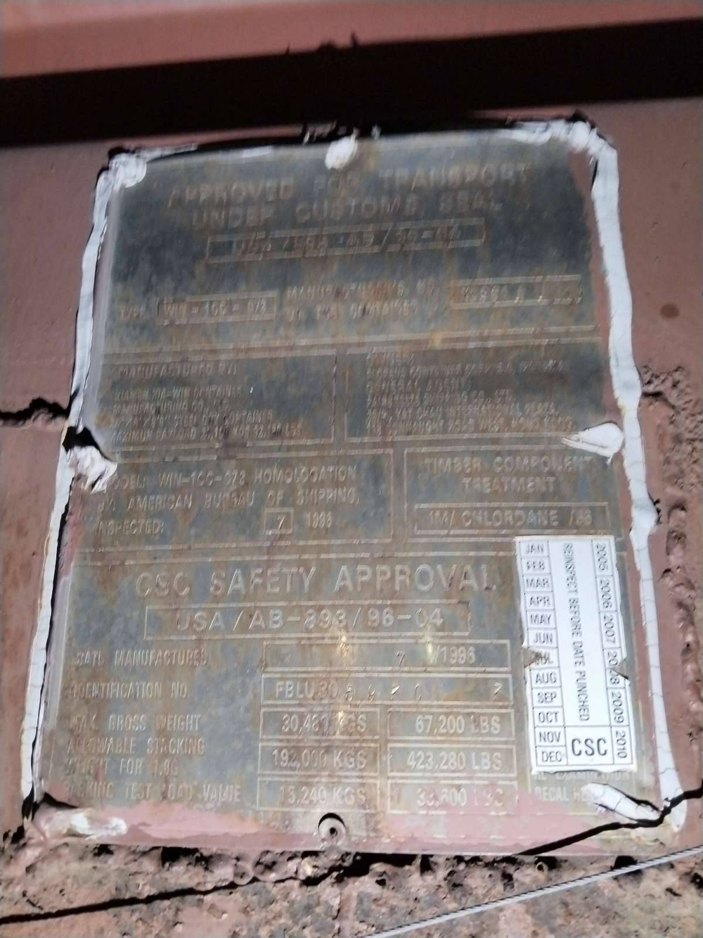 Контейнер 20 футов № FBLU3059303