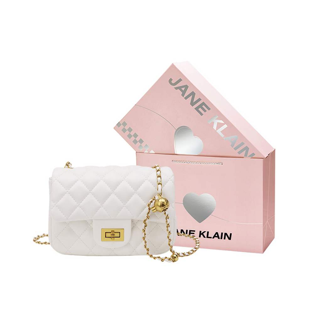 JANE KLAIN Synthetic Leather Crossbody Bag Small Women"s White/Coffee/Black