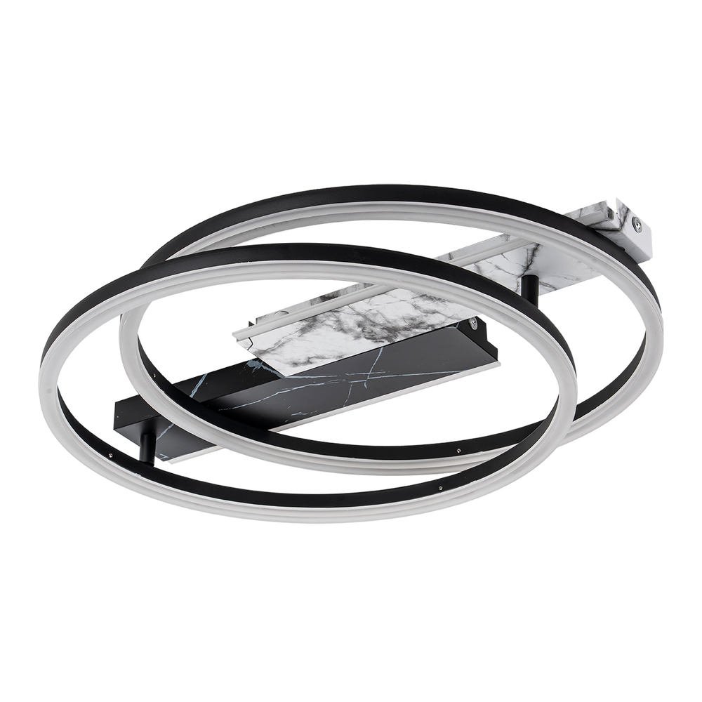 Потолочный светодиодный светильник 90Вт, 3678лм, 3000-6400K, Ra>80, плавная регулировка мощности, изменение цветовой температуры, пульт, металл/акрил, черный/белый мрамор