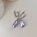 LEFIREL' Серьги серебряные женские "Амина" с жемчугом Swarovski / ювелирные украшения из родированного серебра 925