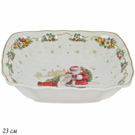 Lenardi 205-315 Квадратный салатник 23x6см НОВЫЙ ГОД в под.уп.(х18)Фарфор
