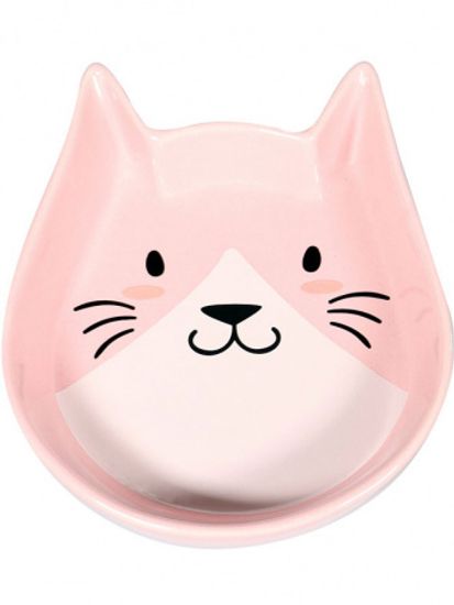 Mr. Kranch Миска керамическая для кошек "мордочка кошки", розовая 250 мл