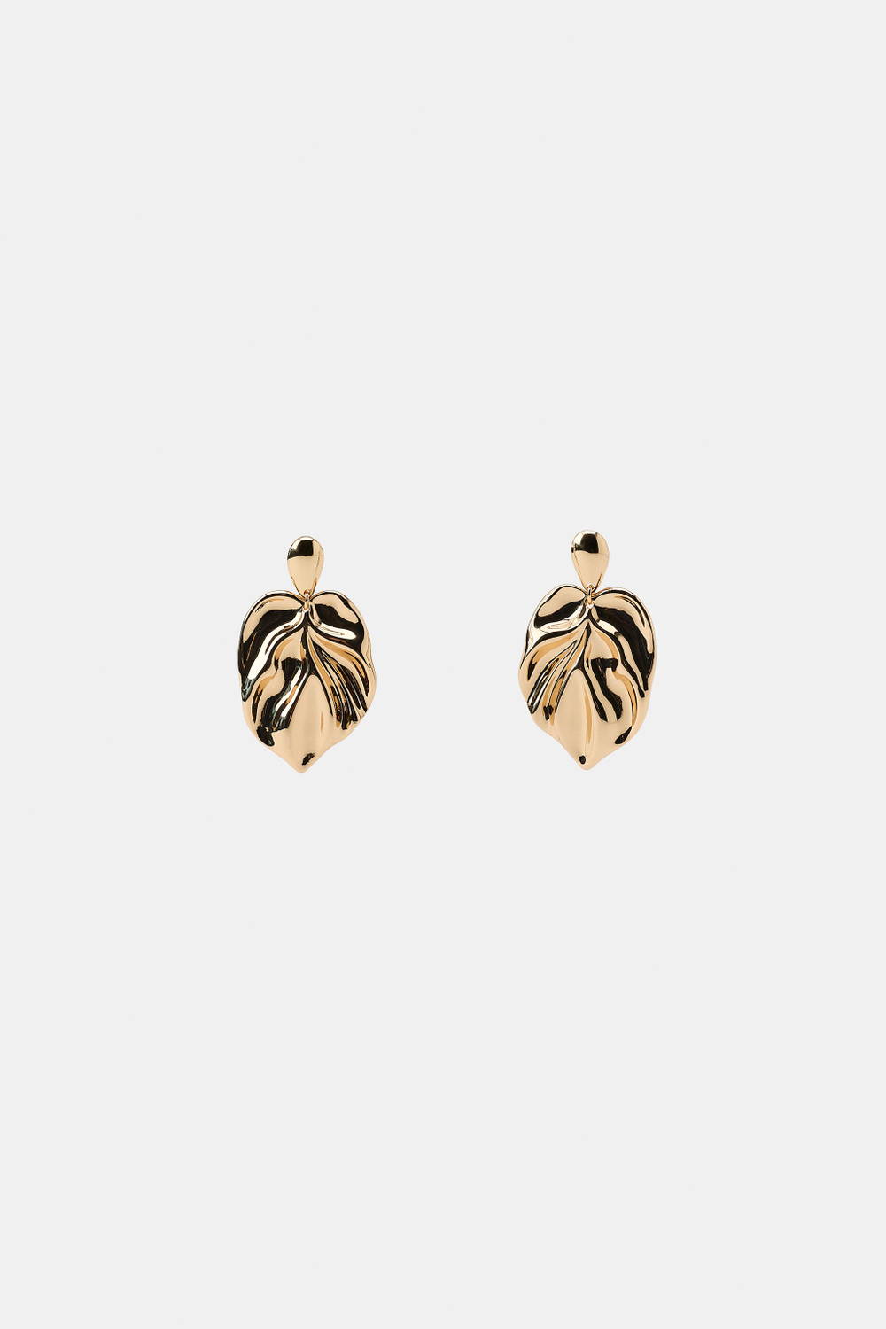 ZARA КРУПНЫЕ МЕТАЛЛИЧЕСКИЕ СЕРЬГИ-ЛИСТЬЯ, ЗОЛОТИСТЫЙ