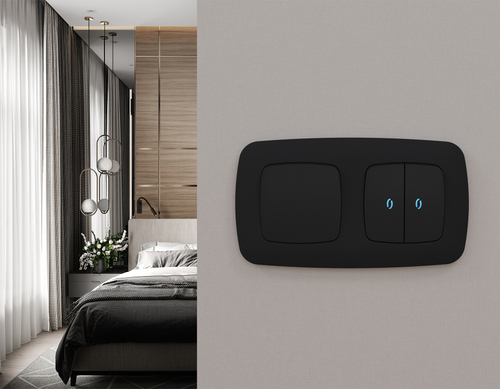 MO801010 Комплект механизма 1-кл выключателя OMEGA Черный матовый QUANT (OP8010, VM101)