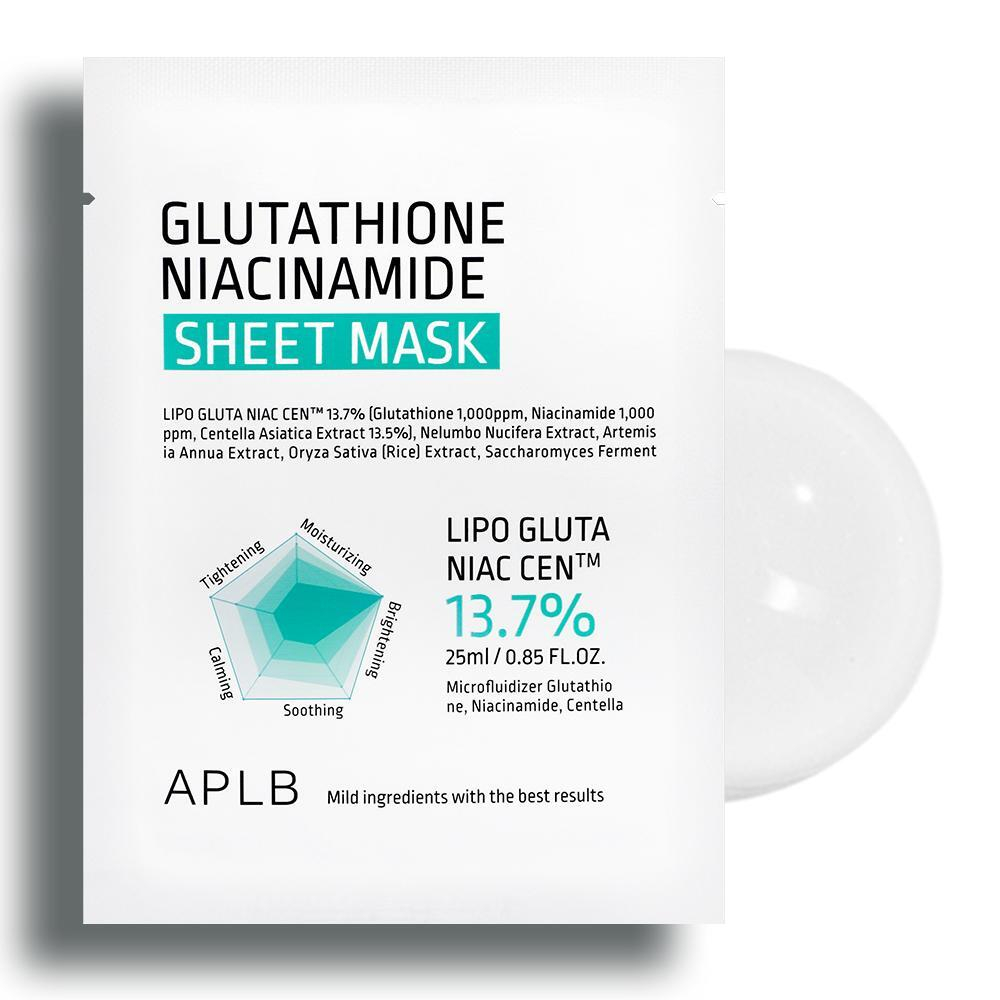 APLB Тканевая маска с глутатионом и ниацинамидом GLUTATHIONE NIACINAMIDE SHEET MASK, 25 мл
