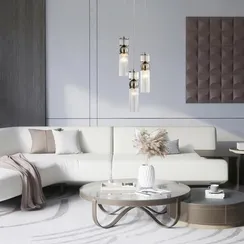 8277/3A MODERNI сатин никель/прозрачный, металл/стекло Подвес Е14 3*40W 220V DENVER