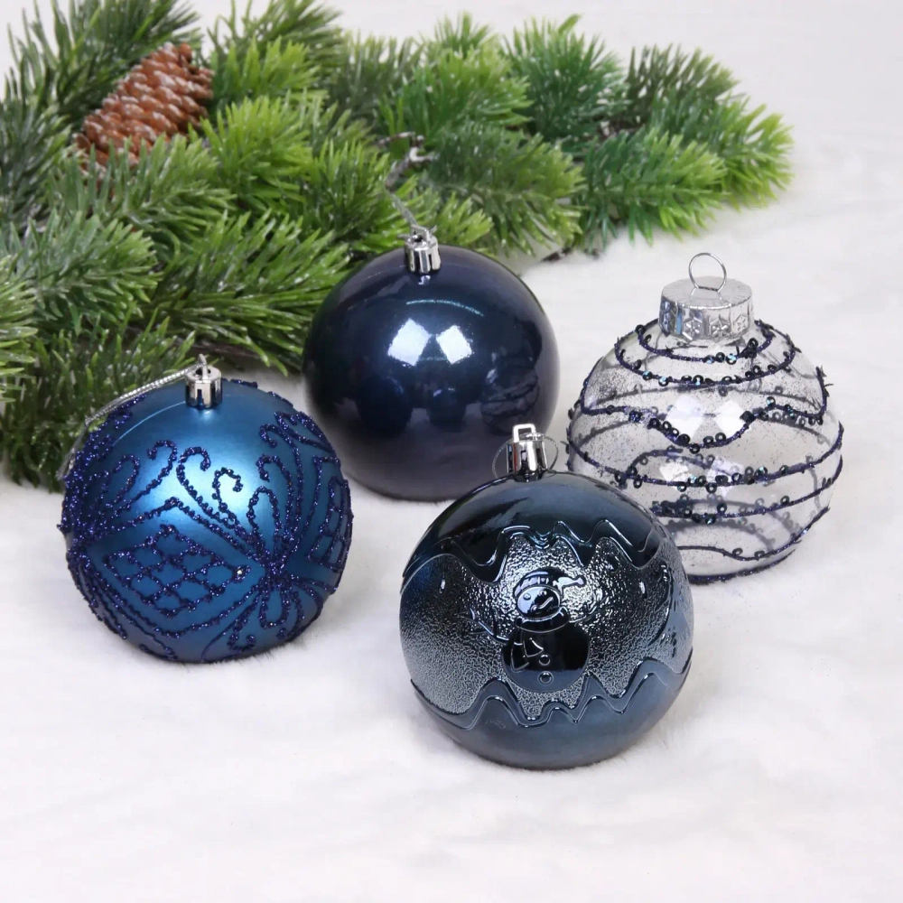Новогодние шары «Волшебство ночи» 8 см (набор 12 шт), Сапфир