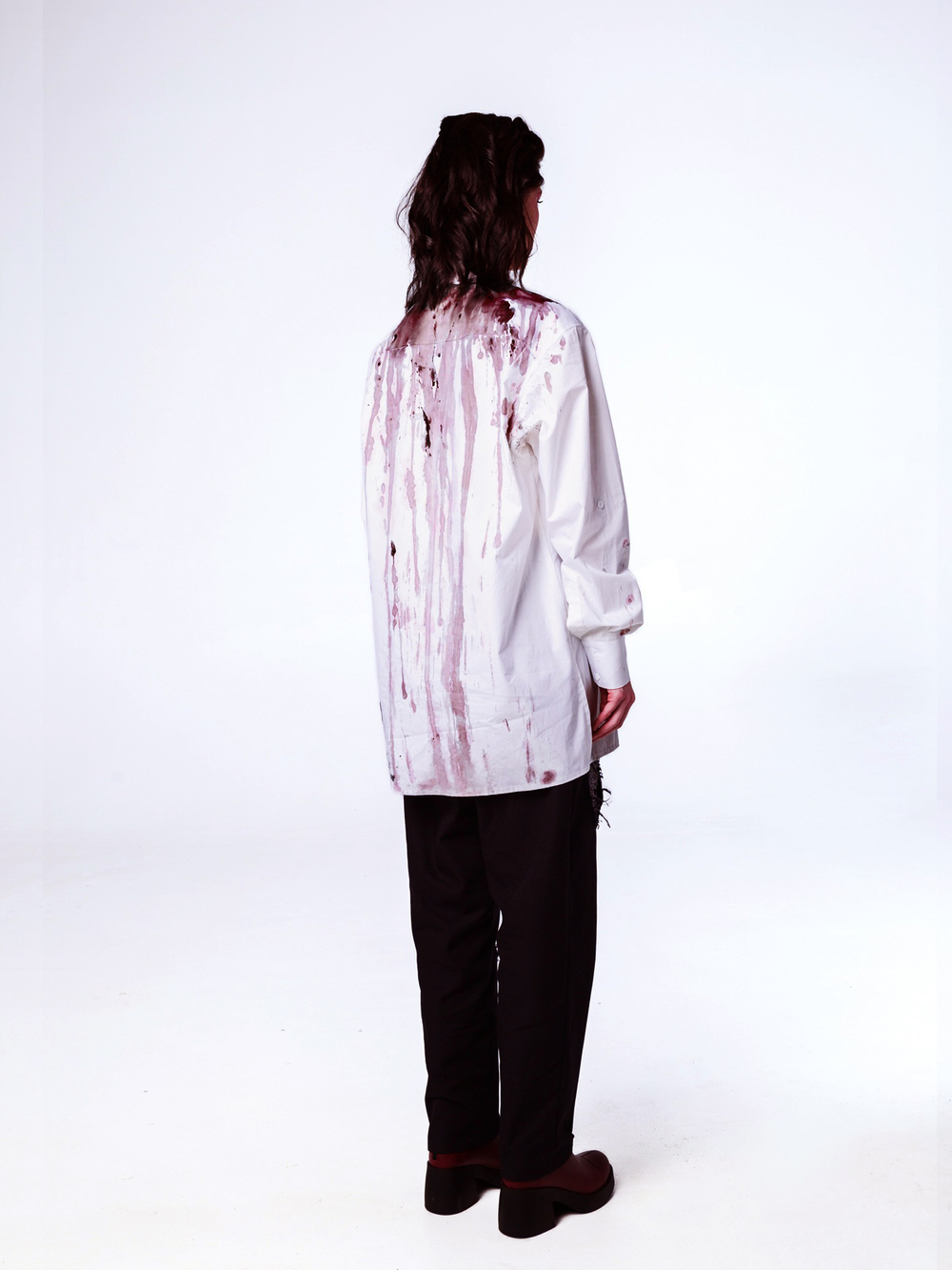 Рубашка "Калина" с окрашиванием. Бело-красная