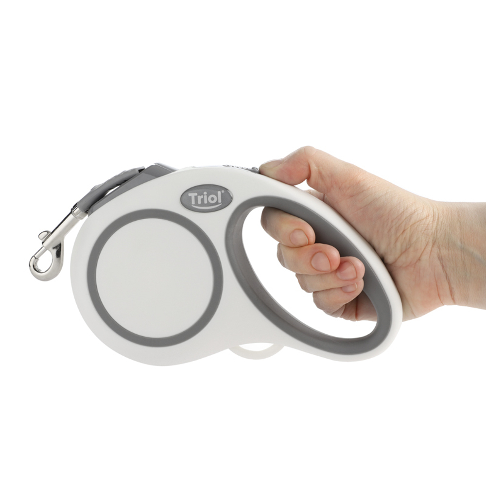 Поводок-рулетка для собак Urban M, 5м до 25кг, лента, белый, Triol