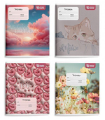 Тетрадь А5 24л. линия "Микс для девочек" мел. карт., ВД-лак (Schoolformat)