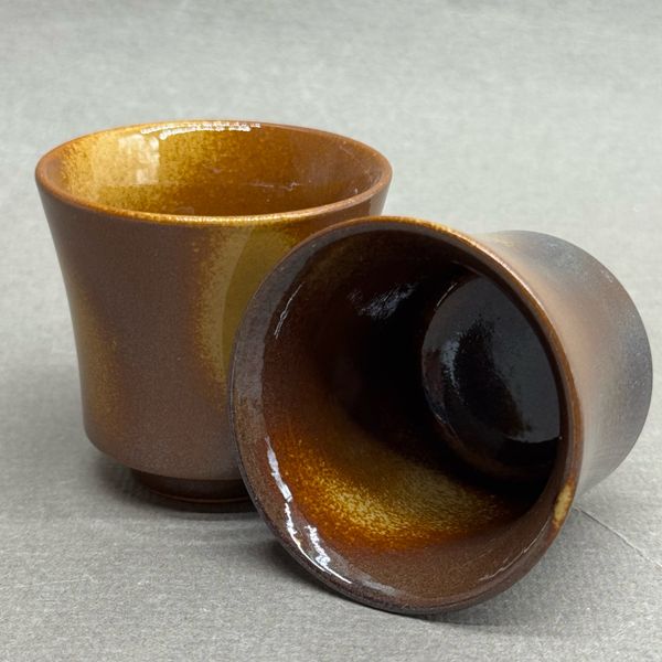 Чашка коричневая высокая, глина, 40мл