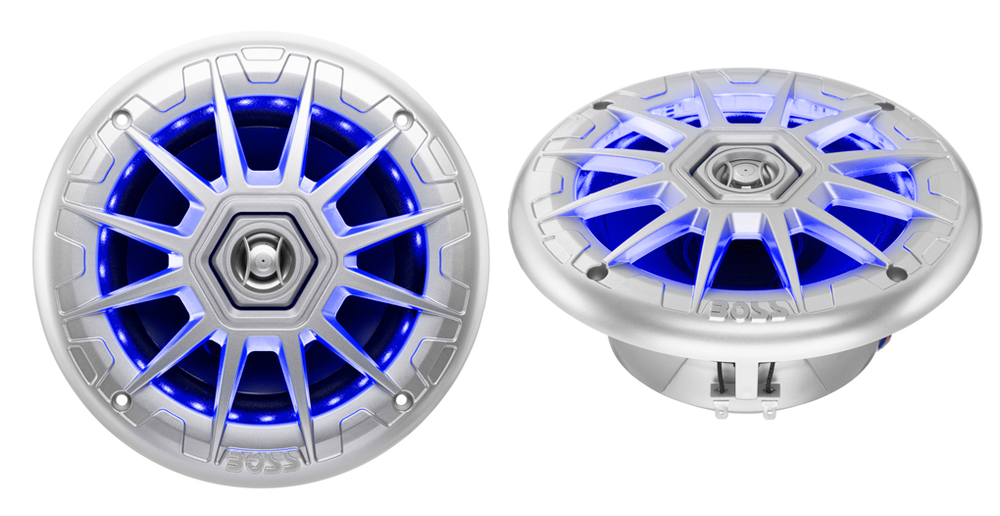 Динамики BossAudio морские 200W 6,5" с RGB подсветкой (2 шт.), серебристый,MRGB65S