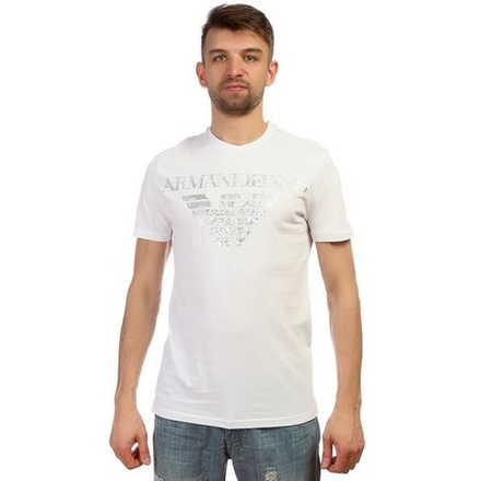 Мужская футболка белая с принтом Armani Jeans