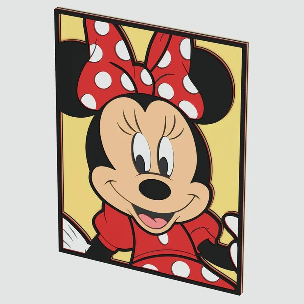 3D Картина по номерам из дерева Минни Маус, 23x30 см