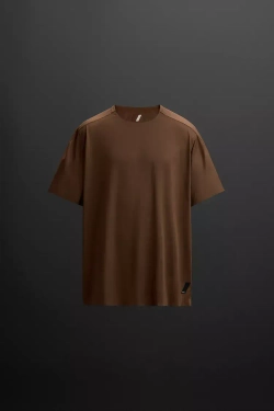 ZARA СПОРТИВНАЯ ФУТБОЛКА В СТИЛЕ КОЛОР-БЛОК, КОРИЧНЕВЫЙ