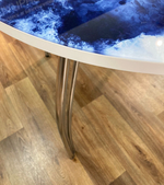 Стол неразд стеклянный Круг подстолье чайка хром Абстракция 2 фп