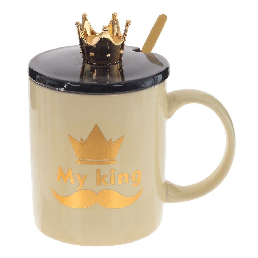 GAEM Кружка с крышкой и ложкой, 400 мл, L12,5 W9 H13,5 см, 4в.