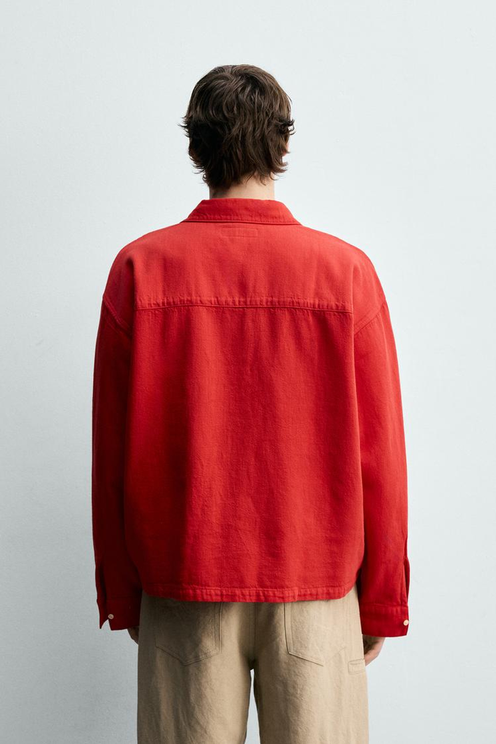 ZARA ПОЛО RELAXED FIT ИЗ РЕЛЬЕФНОЙ ТКАНИ, КРАСНЫЙ