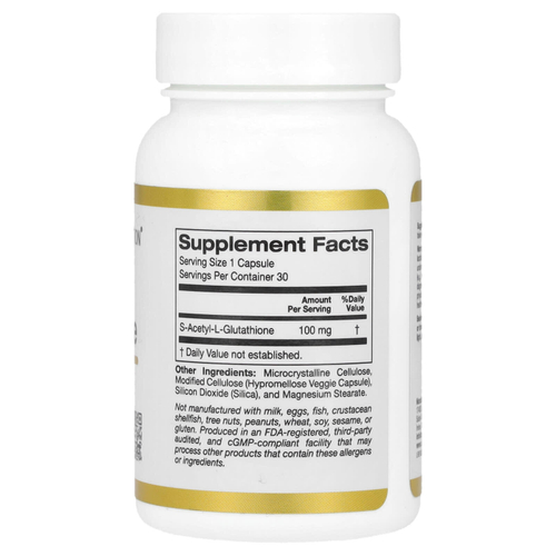 California Gold Nutrition, S-ацетил-L-глутатион, 100 мг, 30 растительных капсул