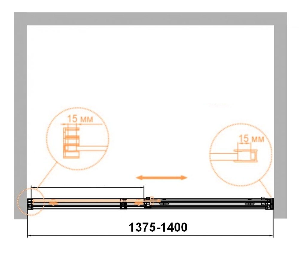 Дверь в проём Cezares DUET SOFT-M-BF-1-140-C-Cr