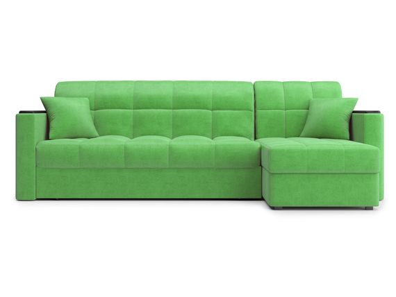 Диван угловой с оттоманкой Неаполь 1,6 - Velutto 31 зеленый/накладка венге